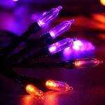 Halloween Orange Purple String Lights, 33ft 100 LED Halloween Decorative Lights with 8 Modes & Timer, Waterproof Battery Operated Purple Lights Orange String Lights for Halloween Decorations