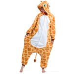 Spooktacular Creations Unisex Adult Giraffe Onesie Pajama Plush Giraffe Costume with Hat and Tail for Dress Up Party Role Playing Themed Parties Halloween Costume (Extra-Large) Yellow