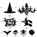 Halloween Decorations Indoor,Halloween Party Decorations,Swirl Ceiling Hanging Decoration Set,Halloween Decor for Home,School,Office,Include Witch Hat,Bat,Spider,Ghost,Skull,3D Chandelier(18Pcs)