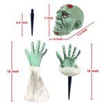 Heyzeibo Halloween Decorations – Halloween Realistic Zombie Face and Arms Lawn Stakes – Green Skeleton Bone Head and Hands Garden Yard Stakes for Haunted House Graveyard, Cemetery, Coffin Party