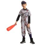 Child Boy Scary Baseball Player Zombie costume for Halloween pretend up (Small (5-7yr))