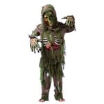 Swamp Deluxe Skeleton Living Dead Zombie Costume for Halloween Kids Monster Role-Playing (Medium (8-10yr))