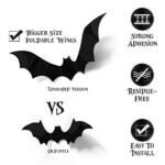 Coogam Halloween 3D Bats Decoration, 60PCS 4 Sizes Realistic PVC Scary Bats Window Decal Wall Stickers for DIY Home Bathroom Indoor Hallowmas Decoration Party Supplies