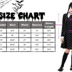 Girls Wednesday Addams Costume Dress with High Socks Printed Skull Kids Family Halloween Costumes Long Sleeve Black Cosplay Party ZW012L