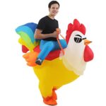 KOOY Inflatable Costume Rooster Ride On Chicken Costume Adult Halloween Costumes For Men Women Blow up Costumes
