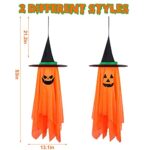 Halloween Decorations, 2 Pack Pre-Installed Pumpkin Ghost Witch Halloween Decor, Outdoor/Indoor Cute Halloween Hanging Decorations Ornaments for Party Yard Door Window Tree Porch Home Lawn Wall