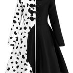 Akokvlar Girls Dalmatian Print Costume Vintage Halloween Dress Up Outfit (9-10 Years, White)