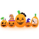 HBlife 8 FT Halloween Inflatables Outdoor Decorations Pumpkin, Animated Giggle Blow Up Pumpkin with Build-in LEDs, Inflatable Decoration for Front Yard, Porch, Lawn or Halloween Party