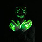 Halloween Led Mask Light Up Scary Mask and Gloves Cosplay Costume (Green)