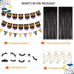 Halloween Party Decorations, Including 2 Halloween Banner, 2 Foil Curtains, a Halloween Balloon Garland Arch Kit, 2 Halloween Garlands, a Foil Balloon, 1 Bag of Spider Web, Great Halloween Decoration for Party
