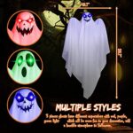 3 Pack Halloween Hanging Ghosts Decorations – 26.7″ Cute Flying Ghost Glow in The Dark for Night Halloween Party Decorations Supplies for Front Porch, Tree, Patio, Yard, Lawn Garden, Indoor, Outdoor