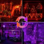 ( Voice-Controlled ) 164FT 500 LED Halloween Lights Outdoor Halloween Decorations, Orange to Purple Color Changing Halloween Tree Lights with Timer & Remote & 11 Modes