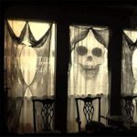 Creepy Cloth Halloween Creepy Decor Fabric for Halloween Party Decoration for Doors, Halls, Porches, Decks, Windows, Gates, Shower Curtains[236.247.2 inch, Black ]