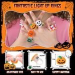 Halloween Rings for Kids, 50 Pcs Halloween LED Flash Light up Rings, Halloween toys in bulk Halloween treats for kids, Bulk Halloween Party Favors for Kids Goodie Bag Fillers Stuffers Non-Candy