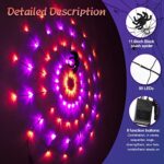 Halloween Spider Web Lights, 3.9FT 80LED Halloween Decoration Indoor Outdoor Net Lights Plug in 8 Modes Waterproof with Black Spider Window Decor Connectable for Garden Party Decor (Orange+Purple)