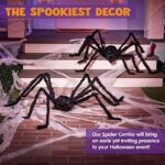 JOYIN 2 Pack 5 Ft. Halloween Outdoor Decorations Hairy Black Spider, Scary Giant Spider Fake Large Spider Hairy Spider Props for Halloween Yard Decorations Party Decor