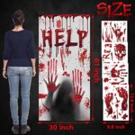 Halloween Scary Decorations Halloween Window Door Decorations 2PCS Creepy Posters Covers Scary Zombie Hands Window Door Clings Bloo-dy Handprint & Shadowy Horrible Party Decor Halloween Outdoor Indoor Decor