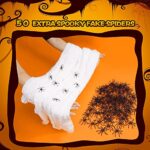 Spider Webs Halloween Decorations Outdoor – 1000 Sqft Stretchable Cobwebs with 50 Fake Spiders for Indoor Haunted House Rooms Yard Trees Bushes Decor Scary Halloween Party Favors Supplies