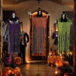 Halloween Hanging Grim Reapers Decorations 3 Pack, Halloween Skeleton Flying Ghost with Hat for Haunted House Prop Decoration, Halloween Outdoor Indoor Decor