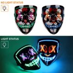 2PACK Halloween Led Mask skeleton Gloves Set ,Light Up Scary Mask Purge Mask with LED Glow Gloves for Halloween Costume.