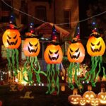 Halloween Lights, Huicocy 11.5ft Battery Operated 5 LED Halloween Decorations Pumpkin String Lights, Scary Hanging Lighted Halloween Decoration for Outdoor Indoor Home Party Halloween Decor