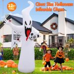 Grarg 12 FT Height Halloween Inflatables Ghost Outdoor Yard Decorations, Giant Blow-up Ghost with Built-in LED Lights for Lawn Garden Holiday Party