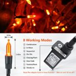 Joomer Orange Halloween Lights, 66ft 200 LED Halloween String Lights 8 Modes Timer Function Plug-in Halloween Twinkle Lights Connectable Waterproof for Halloween Decorations