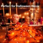 Joomer Orange Halloween Lights, 17.59ft 50 LED Halloween String Lights, 8 Modes Battery Orange Fairy Lights, Waterproof Twinkle Lights for Halloween Haunted Decoration Outdoor