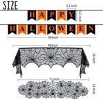 Halloween Decorations Indoor Set , -Halloween Fireplace Mantel Scarf & Round Table Cover & Lace Table Runner &Halloween Banner & 60 pcs Scary 3D Bat for Halloween Party decorsr,Spooky Home Decor