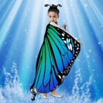 Butterfly Wings For Girls, Halloween Costume Dress-Up Cape Kid Fairy Wings With Mask, Antenna Headband, Butterfly Hair Clip
