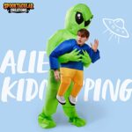 Spooktacular Creations Alien Costume for Adult, Funny Kidnapping Inflatable Costumes, Ride On Alien Air Blow Up Costumes for Halloween Costume Parties
