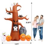8 FT Halloween Inflatables Outdoor Dead Tree with Ghost Pumpkin, Blow Up Yard Decoration with LED Lights Built-in, for Outdoor/Indoor /Holiday/Party/Yard Lawn /Garden
