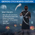 YoleShy Kids Reaper Costume Grim Reaper Costume with Glowing Up Eyes, Scream Costume Kids Phantom Costume Soul Taker Costume Kids Halloween Costumes for Boys Girls Teens Middle(8-10yr)