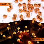 Pumpkin Halloween Lights, 13ft 40 LED Pumpkin Lights with 8 Modes, Battery Operated Halloween Orange Lights, Waterproof Pumpkin Fairy String Lights for Garden, Home, Bedroom, Halloween Decor (2 Pack)