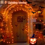 Ollny Halloween Lights Outdoor Indoor, 60 FT 180 LED Halloween Decorations Lights Orange, Waterproof String Fairy Lights Plug in, 8 Modes and Timer Light for Party, Yard, Door, Christmas, Home Decor
