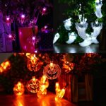 Halloween Decorations, Set of 3 Halloween String Lights, Each 20 LED Battery Powered Halloween Decorative Lights – White Ghost/ Orange Pumpkin/ Purple Bat