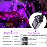 Toodour Halloween Purple Lights, 131ft 350 LED Plug in Halloween String Lights with 8 Modes and Timer, Connectable Outdoor Halloween Lights for Garden, Party, Halloween Decor