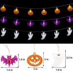 Halloween String Lights, 3 Packs Total 29.4Ft 60 LEDs Battery Operated Halloween Decoration Lights, Orange Pumpkin, Purple Bat, Purple Spider for Halloween Decorations Outdoor Indoor