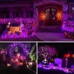 2-Pack 66FT 200 LED Purple Halloween Lights for Indoor/Outdoor, Extendable Halloween Tree Lights with Memory Function & Timer, 8 Lighting Modes Plug in Halloween String Lights (Purple)