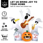 7Ft Halloween Inflatables Decorations Outdoor, Tombstone Ghost Pumpkin Rocking Band, Blow Up Clearance Yard Decor Guitar Singing Band with LED Light