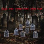 Large Halloween Tombstone Yard Sign 16.5 inch, 8 PCS Tombstones for Graves Halloween Gravestone Lawn Signs With Stakes Halloween Outdoor Decor Yard Decorations Waterproof