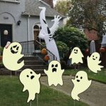 Halloween Decorations Outdoor Yard Signs – Glow in the Dark – 6PCS Halloween Scary Ghost Yard Signs with Stakes for Family Home Front Yard Lawn Garden Halloween Party Decor