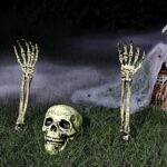 Scary Halloween Decorations Outdoor Skeleton Arms and Hands Life Size Skeleton Stakes with Spider Web Set for Halloween Yard Decorations Skeleton Outdoor Halloween Decor