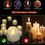 Battery Operated Timer Candles, PChero 12 Packs LED Flameless Votive Tea Lights Candle for Halloween Christmas Home Party Outdoor Decorations, 6 Hours On and 18 Hours Off Per Cycle – Warm White