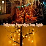2022 Upgraded LED Lighted Halloween Tree Decoration Orange with 20 Pumpkin Light Beads String Light, 22 inch USB/Battery Operated Tabletop Halloween Decor, DIY Halloween Decoration for Kids and Family