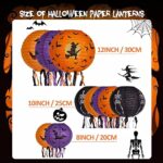 Halloween Decorations Paper Lanterns with LED Light, 10 inch Pumpkin Witch Skeleton Bat Hanging Jack-O’-Lantern for Halloween Indoor & Outdoor Home Decor Party Props Supplies, 10 Pcs