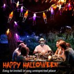 Halloween Decoration Lights, with 20Pcs Skeleton Lights, Battery Operated Halloween Decor 20 LED 10ft , 2 Modes (Flash/Steady On) Skull Decoration for Home Room Outdoor Decorations Orange and Purple
