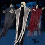 MyoGrip 3 Pack Hanging Ghosts Halloween Decorations, Hanging Halloween Skeleton Ghost Decoration for Halloween Decorations Outdoor Clearance