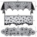 5pack Halloween Decorations Tablecloth Runner Black Lace Round Spider Cobweb Table Cover Fireplace Mantel Scarf Spiderweb Fireplace Scarf Spider Lampshade with 36pcs Scary 3D Bat for Halloween Party