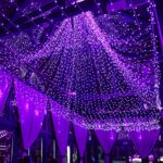 MAGGIFT 304 LED Curtain String Lights, 9.8 x 9.8 ft, 8 Modes Plug in Halloween Fairy Light with Remote Control, Christmas, Backdrop for Indoor Outdoor Bedroom Window Wedding Party Decoration, Purple